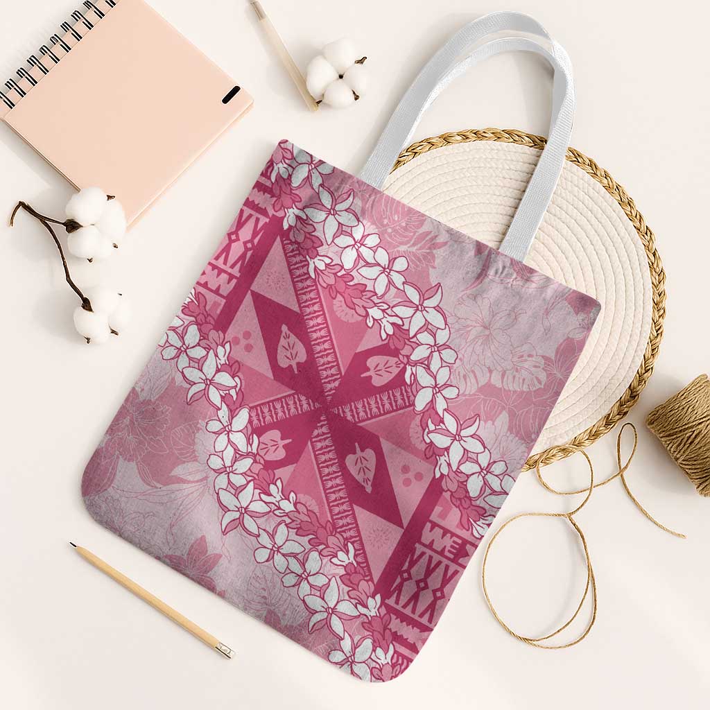 Bula Fiji Plumeria Tagimoucia Salusalu Pink Tote Bag Kaiviti Masi - Polynesian Pride