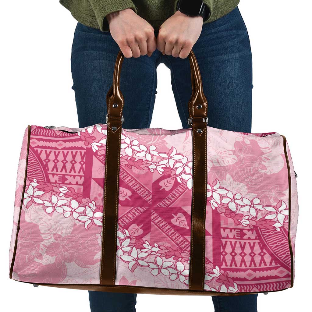 Bula Fiji Plumeria Tagimoucia Salusalu Pink Travel Bag Kaiviti Masi - Polynesian Pride