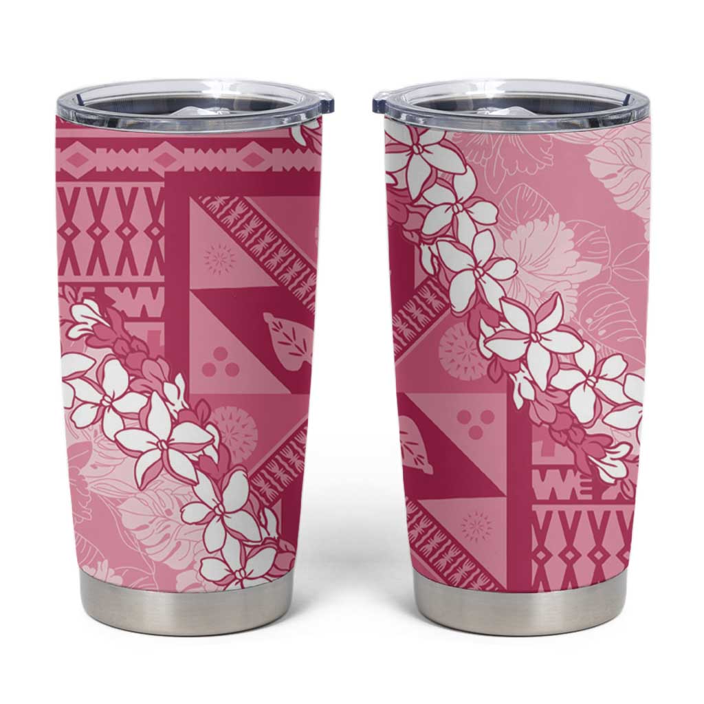 Bula Fiji Plumeria Tagimoucia Salusalu Pink Tumbler Cup Kaiviti Masi - Polynesian Pride