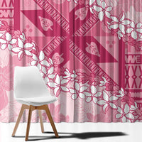 Bula Fiji Plumeria Tagimoucia Salusalu Pink Window Curtain Kaiviti Masi - Polynesian Pride