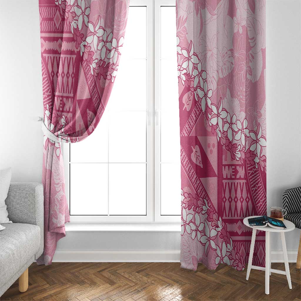 Bula Fiji Plumeria Tagimoucia Salusalu Pink Window Curtain Kaiviti Masi - Polynesian Pride