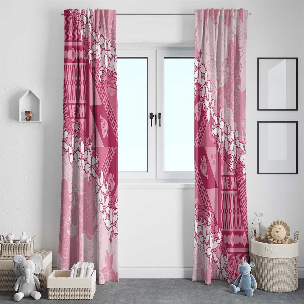 Bula Fiji Plumeria Tagimoucia Salusalu Pink Window Curtain Kaiviti Masi - Polynesian Pride