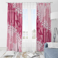 Bula Fiji Plumeria Tagimoucia Salusalu Pink Window Curtain Kaiviti Masi - Polynesian Pride