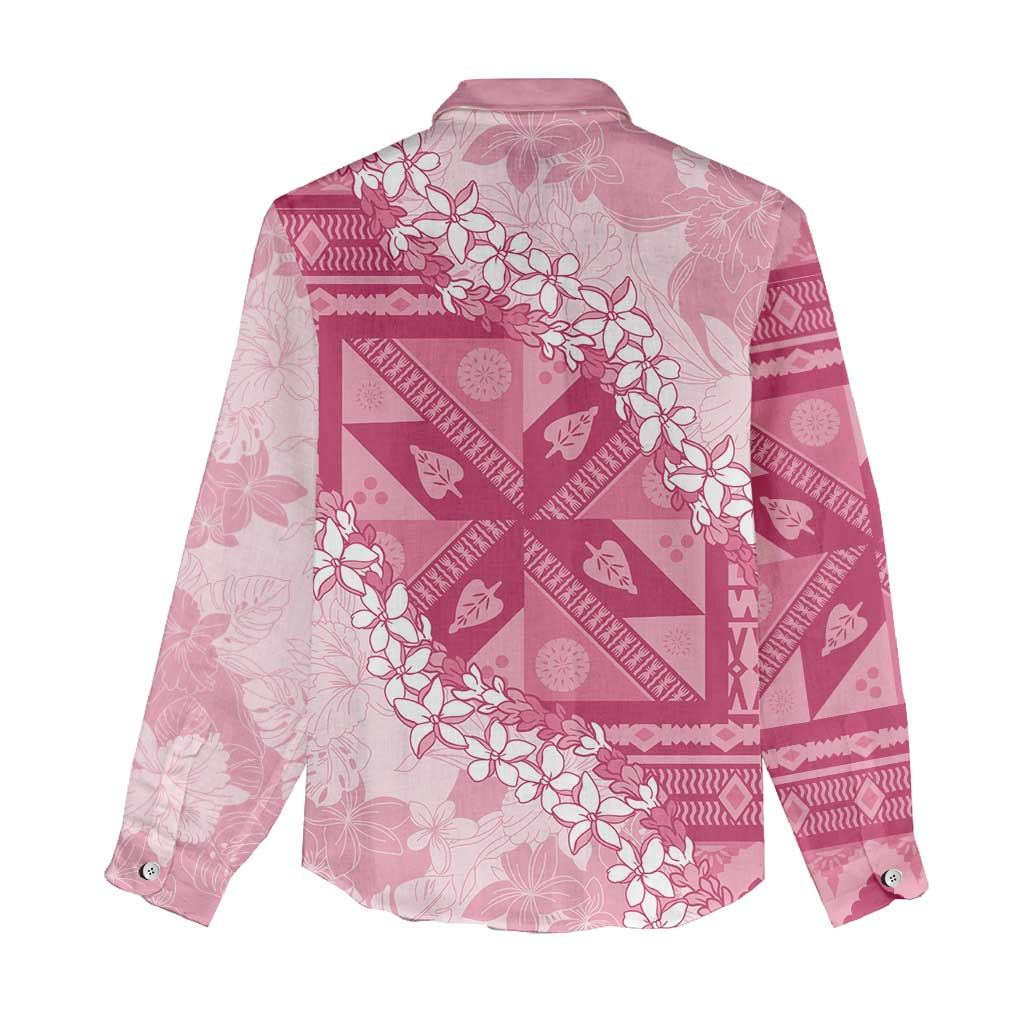 Bula Fiji Plumeria Tagimoucia Salusalu Pink Women Casual Shirt Kaiviti Masi - Polynesian Pride