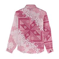 Bula Fiji Plumeria Tagimoucia Salusalu Pink Women Casual Shirt Kaiviti Masi - Polynesian Pride