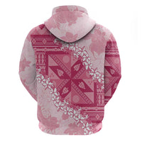 Bula Fiji Plumeria Tagimoucia Salusalu Pink Zip Hoodie Kaiviti Masi - Polynesian Pride