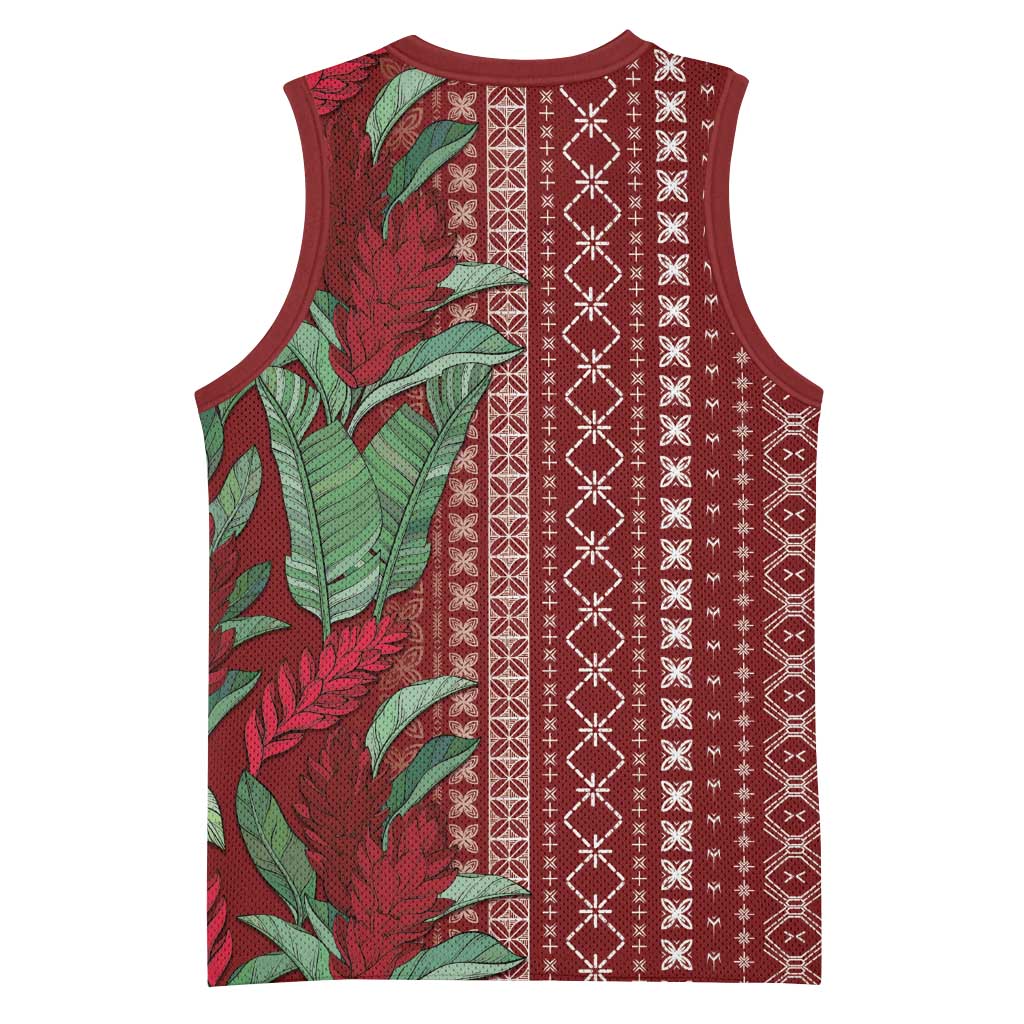 Women's Day Samoa Malu Tattoo Inspired Mix Teuila Basketball Jersey Scarlet LT7 - Polynesian Pride