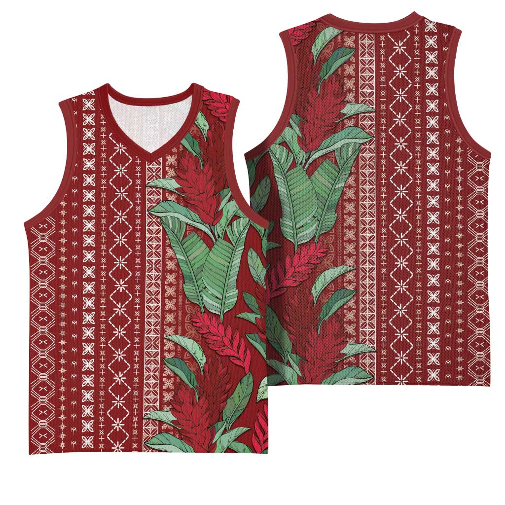 Women's Day Samoa Malu Tattoo Inspired Mix Teuila Basketball Jersey Scarlet LT7 - Polynesian Pride