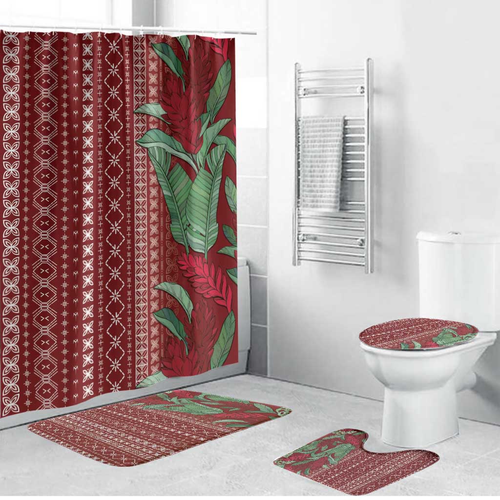 Women's Day Samoa Malu Tattoo Inspired Mix Teuila Bathroom Set Scarlet LT7 Bathroom Set (4 pcs) Scarlet - Polynesian Pride