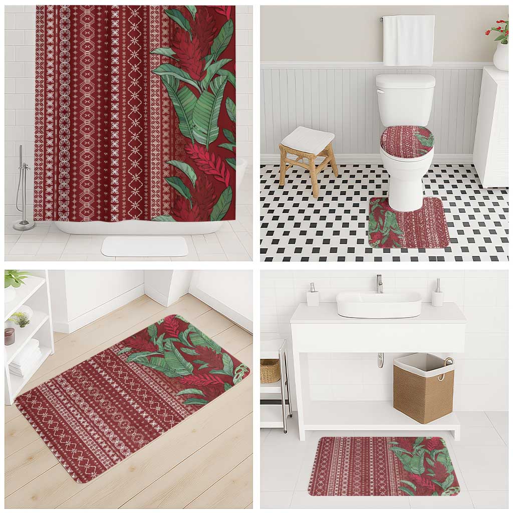 Women's Day Samoa Malu Tattoo Inspired Mix Teuila Bathroom Set Scarlet
