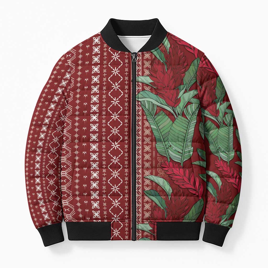 Women's Day Samoa Malu Tattoo Inspired Mix Teuila Bomber Puffer Jacket Scarlet LT7 Unisex Scarlet - Polynesian Pride