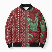 Women's Day Samoa Malu Tattoo Inspired Mix Teuila Bomber Puffer Jacket Scarlet LT7 Unisex Scarlet - Polynesian Pride