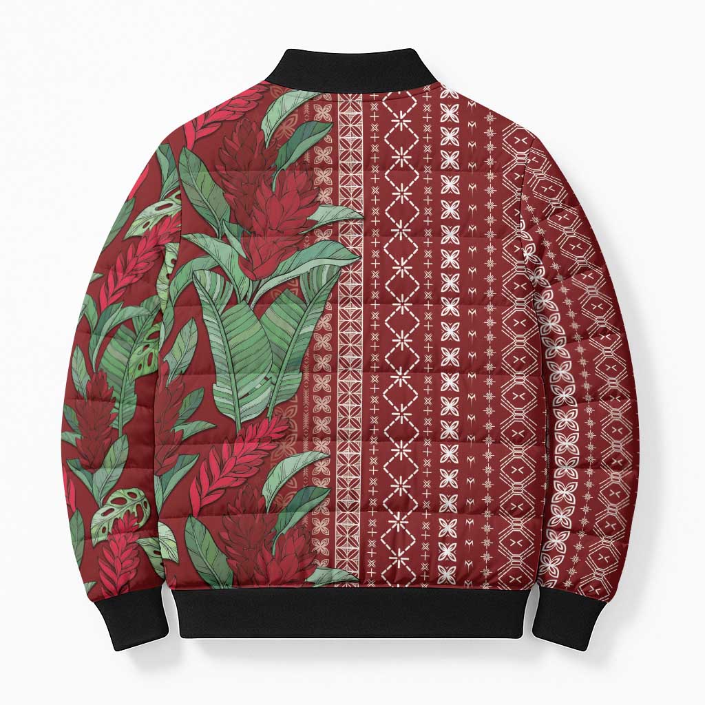 Women's Day Samoa Malu Tattoo Inspired Mix Teuila Bomber Puffer Jacket Scarlet LT7 - Polynesian Pride