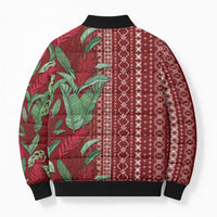 Women's Day Samoa Malu Tattoo Inspired Mix Teuila Bomber Puffer Jacket Scarlet LT7 - Polynesian Pride