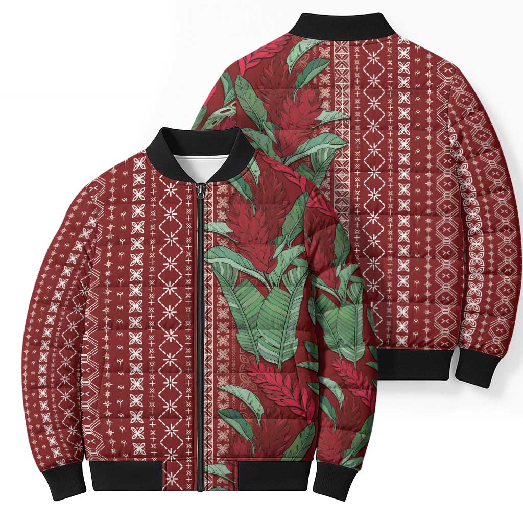 Women's Day Samoa Malu Tattoo Inspired Mix Teuila Bomber Puffer Jacket Scarlet LT7 - Polynesian Pride