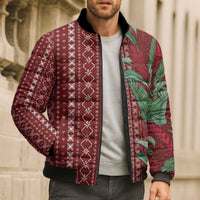 Women's Day Samoa Malu Tattoo Inspired Mix Teuila Bomber Puffer Jacket Scarlet LT7 - Polynesian Pride