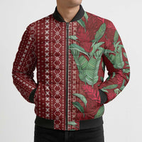 Women's Day Samoa Malu Tattoo Inspired Mix Teuila Bomber Puffer Jacket Scarlet LT7 - Polynesian Pride