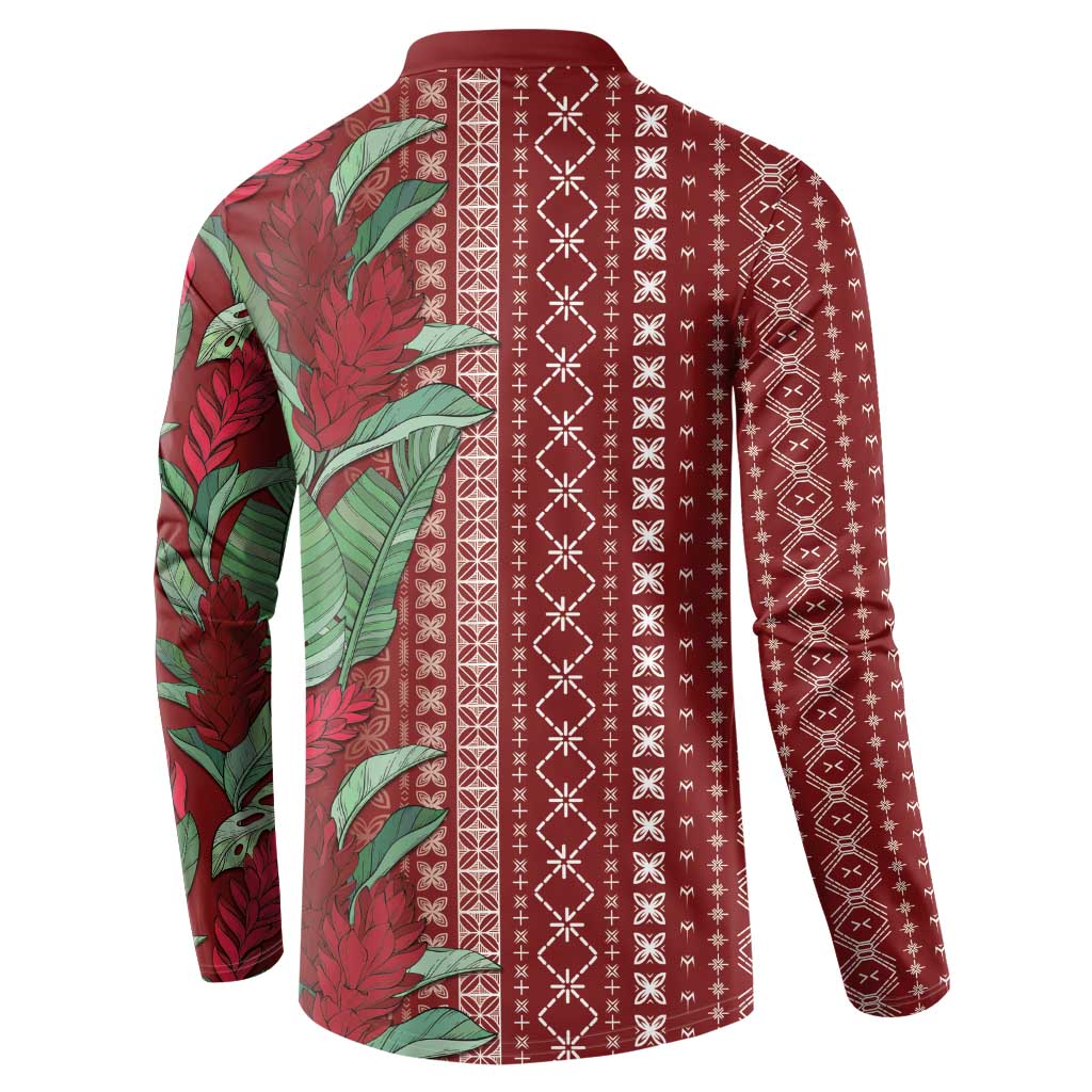 Women's Day Samoa Malu Tattoo Inspired Mix Teuila Button Sweatshirt Scarlet LT7 - Polynesian Pride