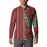 Women's Day Samoa Malu Tattoo Inspired Mix Teuila Button Sweatshirt Scarlet LT7 - Polynesian Pride