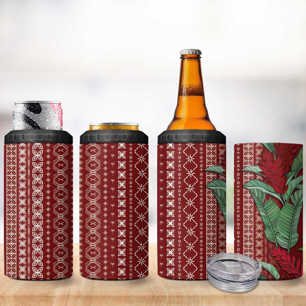 Women's Day Samoa Malu Tattoo Inspired Mix Teuila 4 in 1 Can Cooler Tumbler Scarlet LT7 - Polynesian Pride