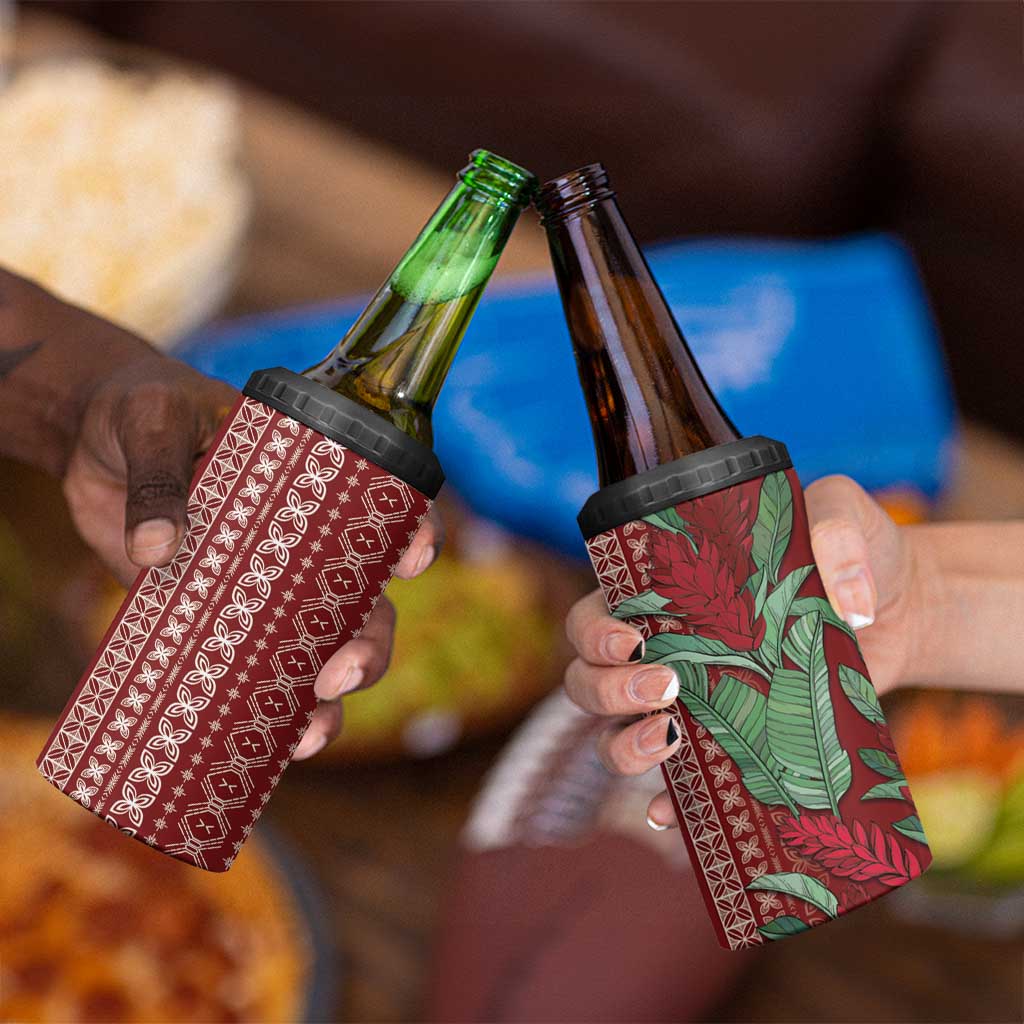 Women's Day Samoa Malu Tattoo Inspired Mix Teuila 4 in 1 Can Cooler Tumbler Scarlet LT7 - Polynesian Pride