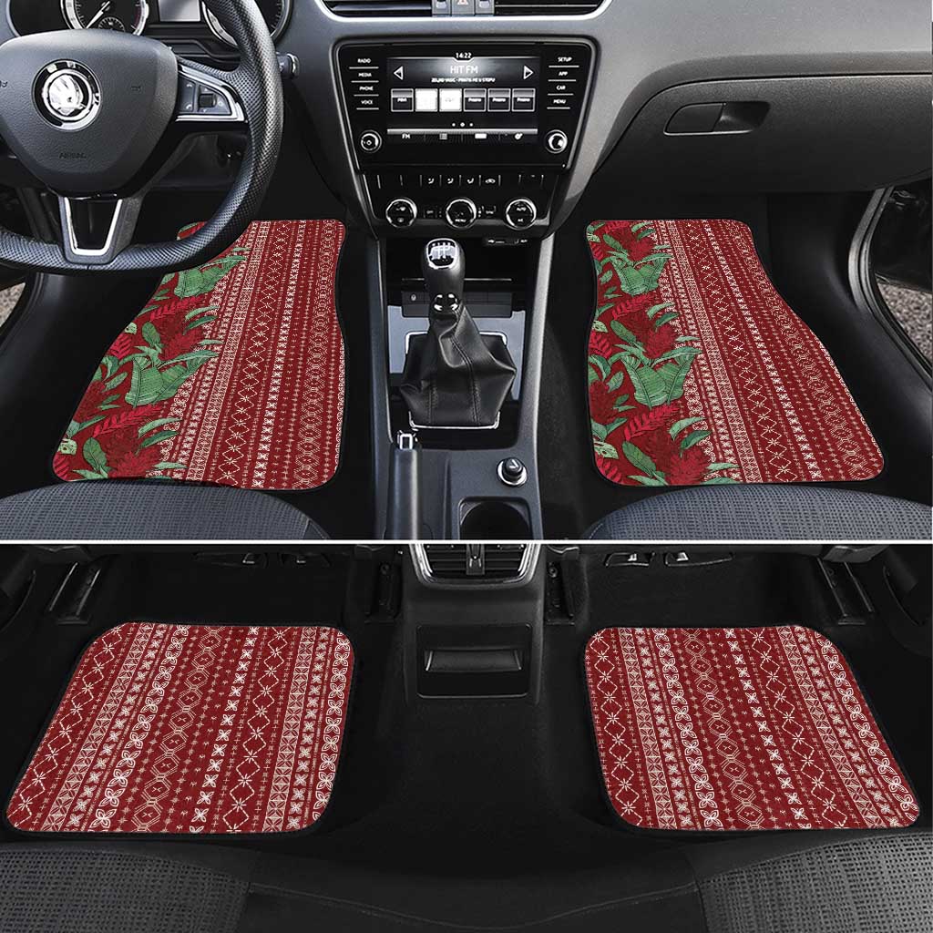 Women's Day Samoa Malu Tattoo Inspired Mix Teuila Car Mats Scarlet LT7 Set 4pcs Scarlet - Polynesian Pride
