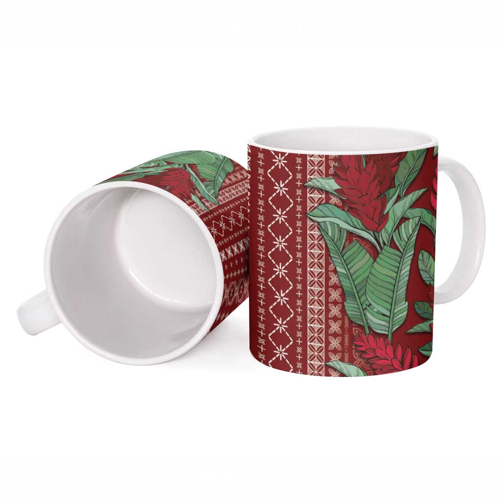 Women's Day Samoa Malu Tattoo Inspired Mix Teuila Ceramic Mug Scarlet LT7 - Polynesian Pride