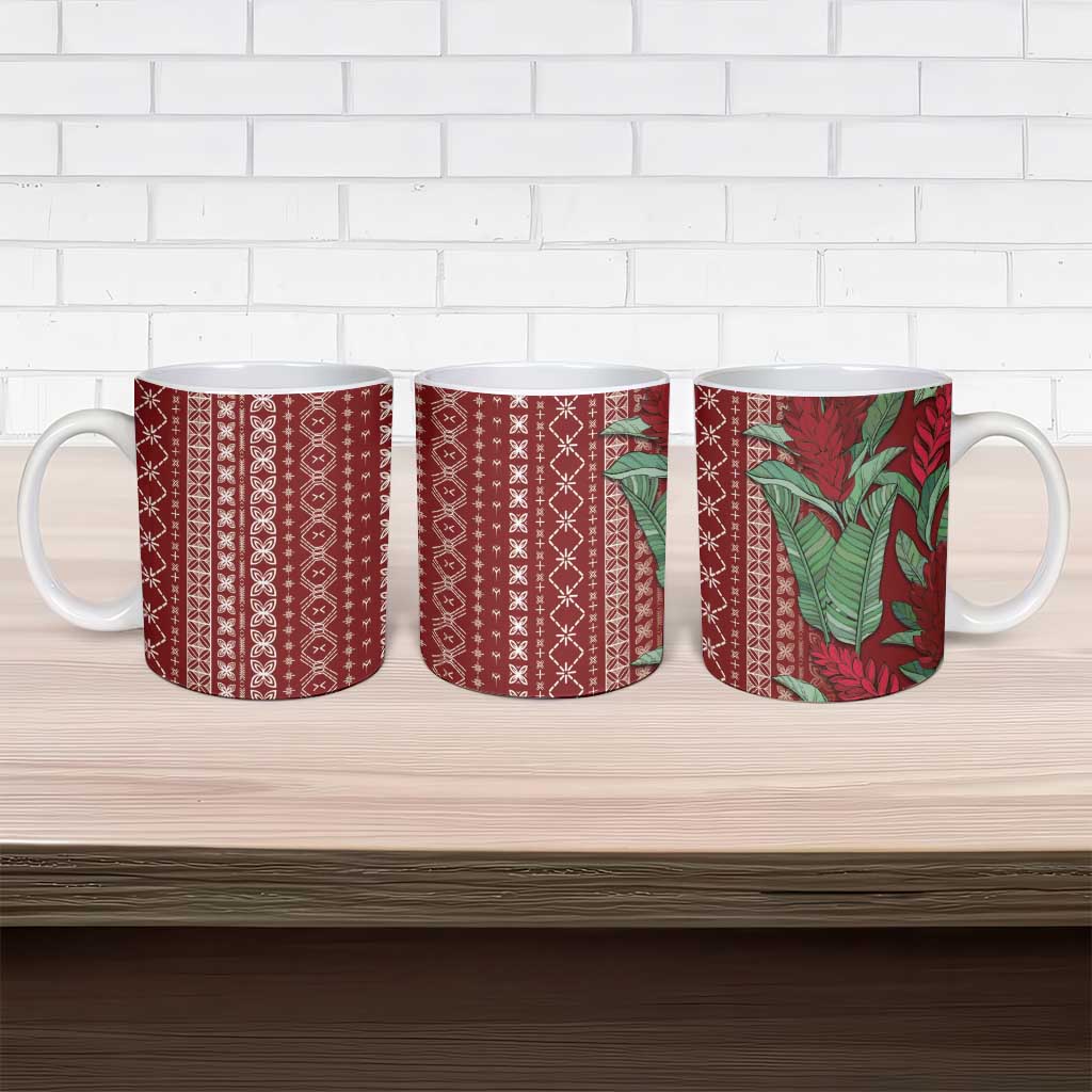 Women's Day Samoa Malu Tattoo Inspired Mix Teuila Ceramic Mug Scarlet LT7 - Polynesian Pride