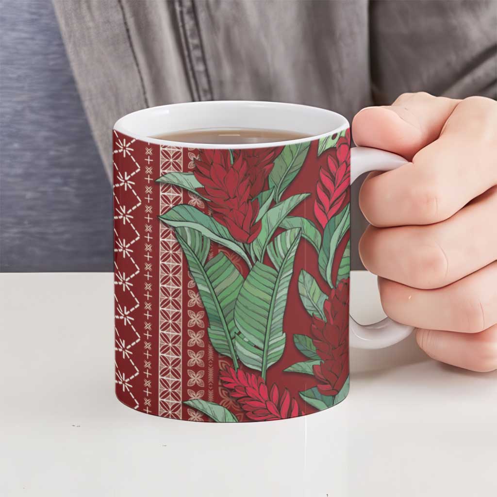Women's Day Samoa Malu Tattoo Inspired Mix Teuila Ceramic Mug Scarlet LT7 - Polynesian Pride