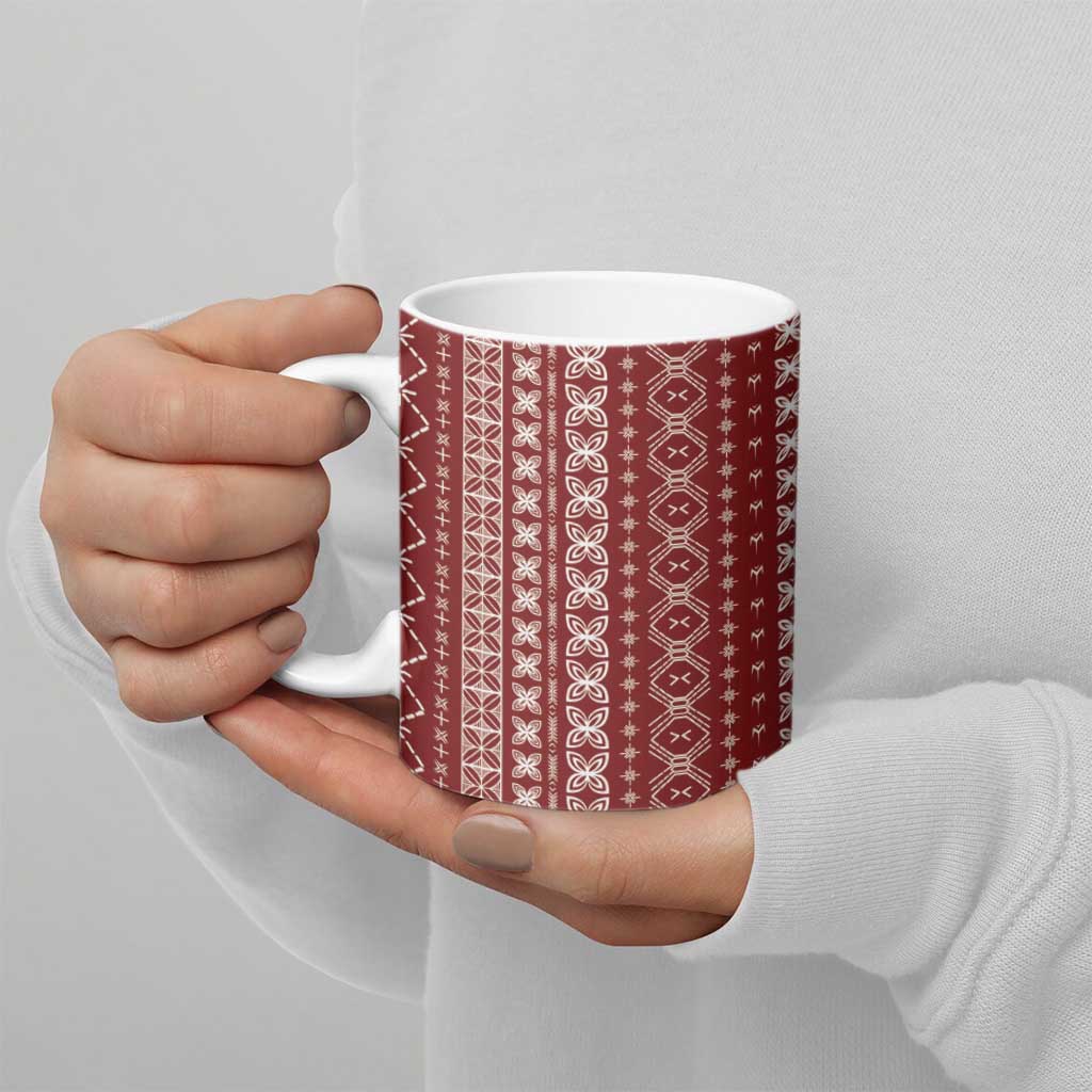 Women's Day Samoa Malu Tattoo Inspired Mix Teuila Ceramic Mug Scarlet LT7 - Polynesian Pride