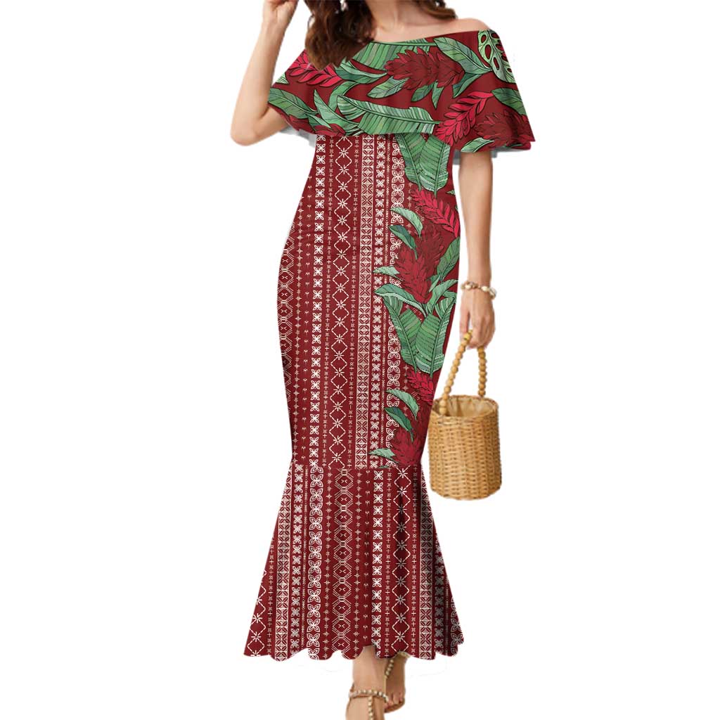 Women's Day Samoa Malu Tattoo Inspired Mix Teuila Family Matching Mermaid Dress and Hawaiian Shirt Scarlet