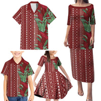 Women's Day Samoa Malu Tattoo Inspired Mix Teuila Family Matching Puletasi and Hawaiian Shirt Scarlet