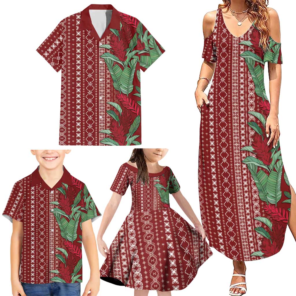 Women's Day Samoa Malu Tattoo Inspired Mix Teuila Family Matching Summer Maxi Dress and Hawaiian Shirt Scarlet LT7 - Polynesian Pride