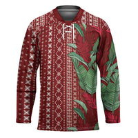 Women's Day Samoa Malu Tattoo Inspired Mix Teuila Hockey Jersey Scarlet LT7 Unisex Scarlet - Polynesian Pride