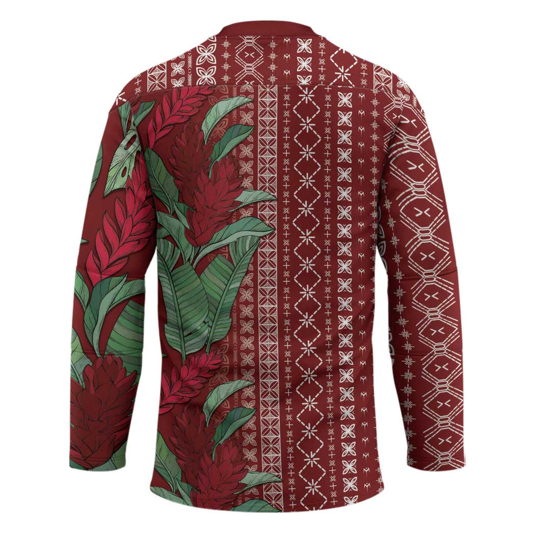 Women's Day Samoa Malu Tattoo Inspired Mix Teuila Hockey Jersey Scarlet LT7 - Polynesian Pride