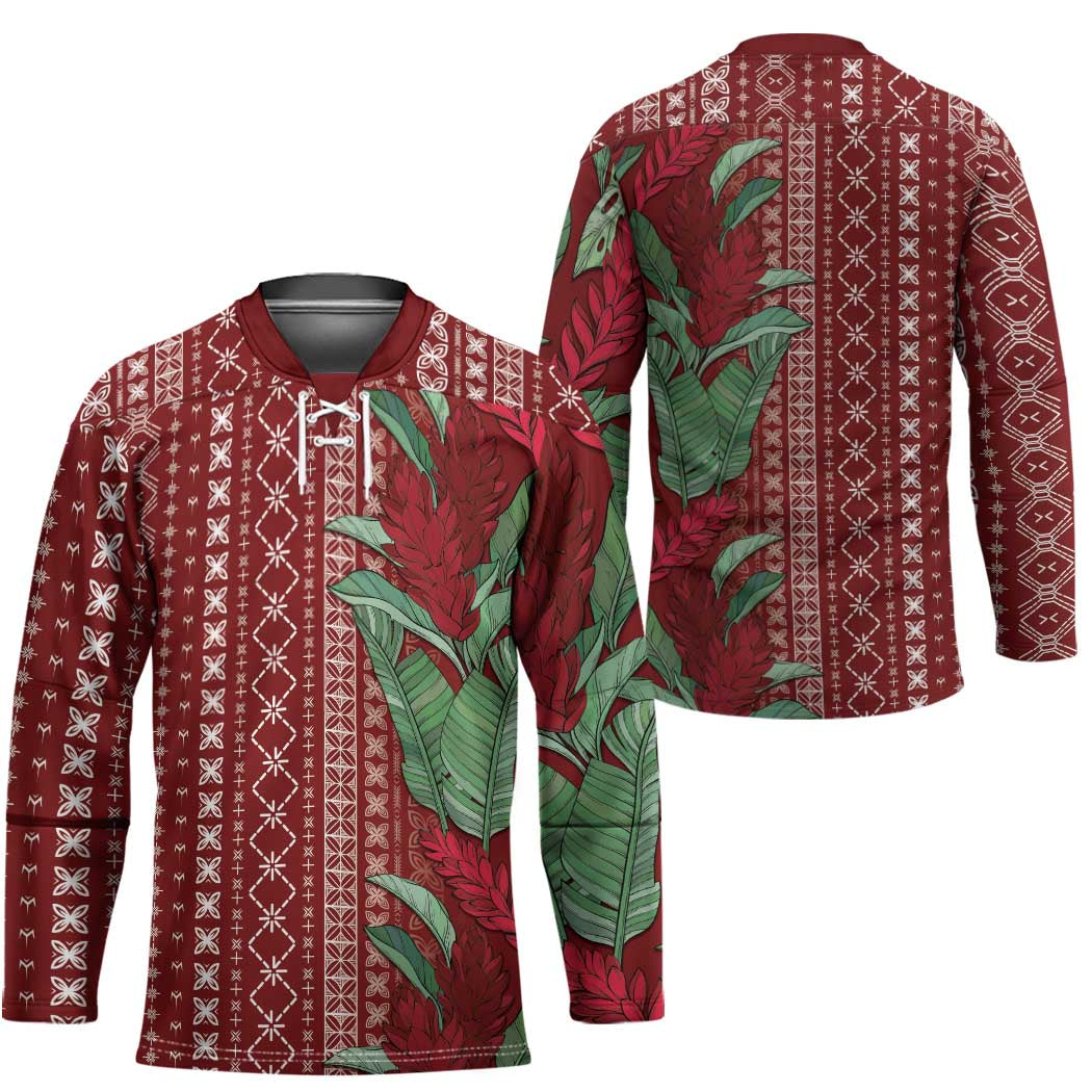 Women's Day Samoa Malu Tattoo Inspired Mix Teuila Hockey Jersey Scarlet LT7 - Polynesian Pride