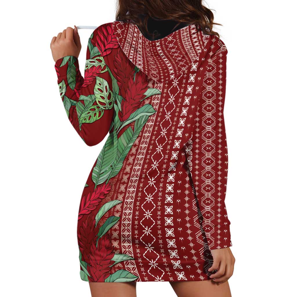 Women's Day Samoa Malu Tattoo Inspired Mix Teuila Hoodie Dress Scarlet LT7 - Polynesian Pride