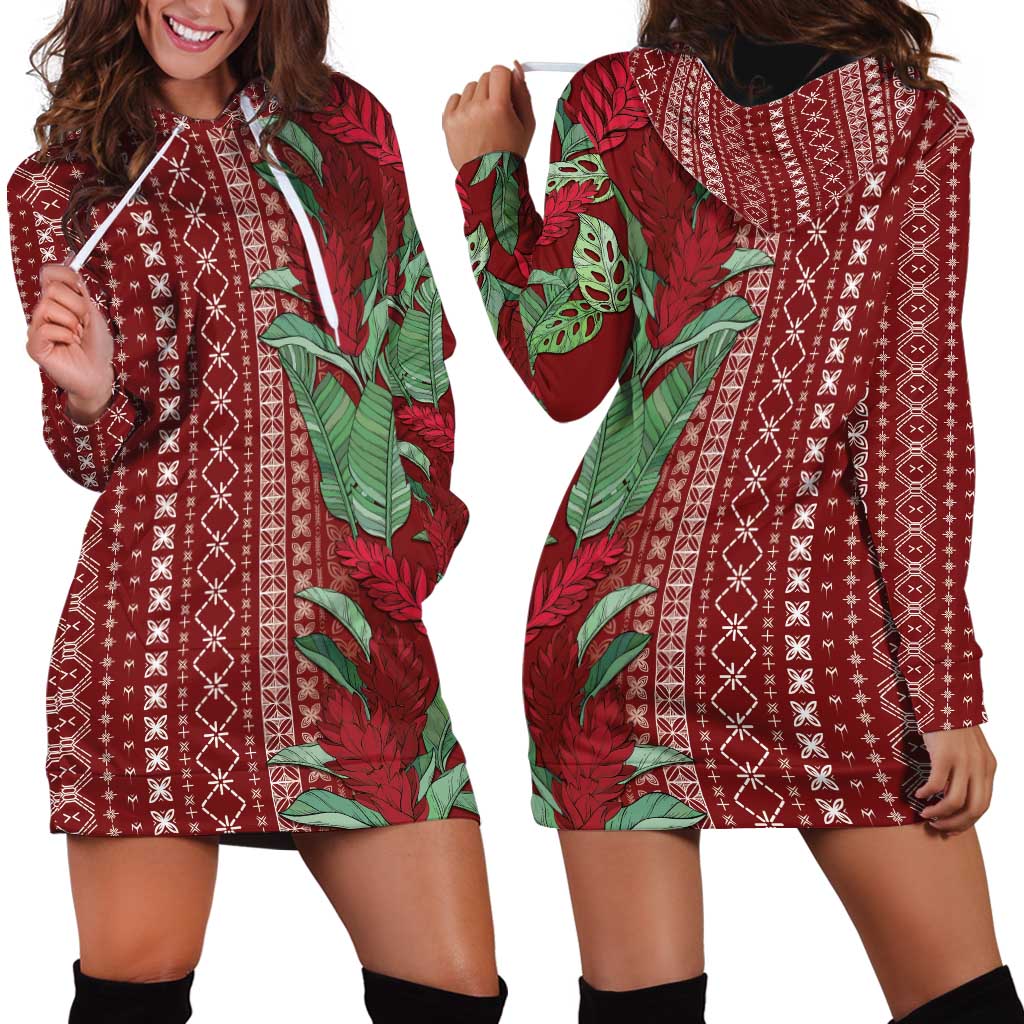 Women's Day Samoa Malu Tattoo Inspired Mix Teuila Hoodie Dress Scarlet LT7 - Polynesian Pride