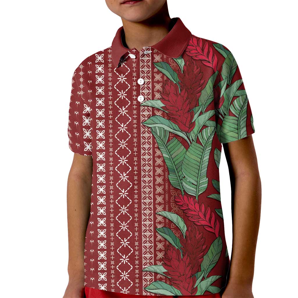 Women's Day Samoa Malu Tattoo Inspired Mix Teuila Kid Polo Shirt Scarlet LT7 Kid Scarlet - Polynesian Pride
