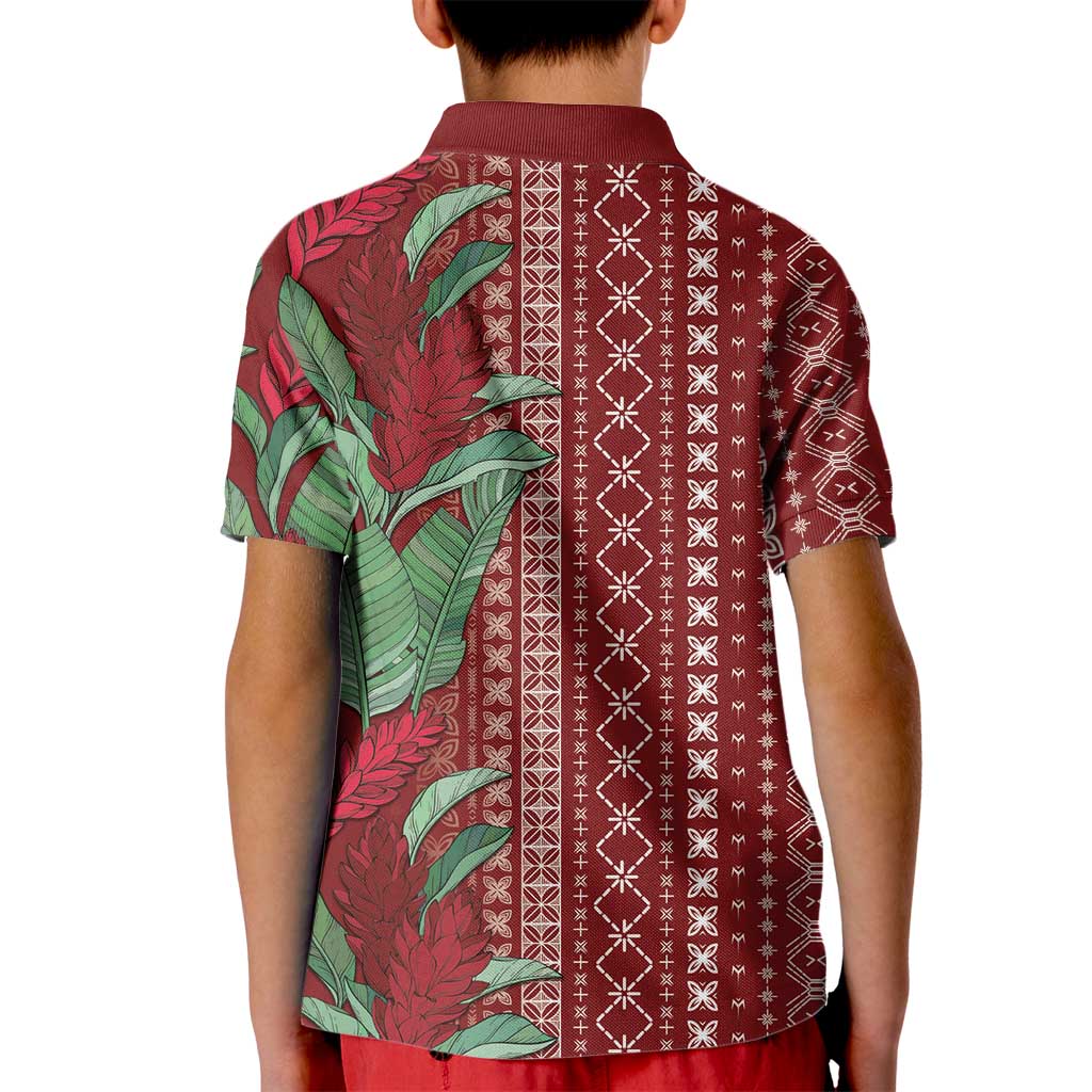 Women's Day Samoa Malu Tattoo Inspired Mix Teuila Kid Polo Shirt Scarlet LT7 - Polynesian Pride