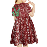Women's Day Samoa Malu Tattoo Inspired Mix Teuila Kid Short Sleeve Dress Scarlet LT7 - Polynesian Pride