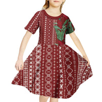 Women's Day Samoa Malu Tattoo Inspired Mix Teuila Kid Short Sleeve Dress Scarlet LT7 - Polynesian Pride