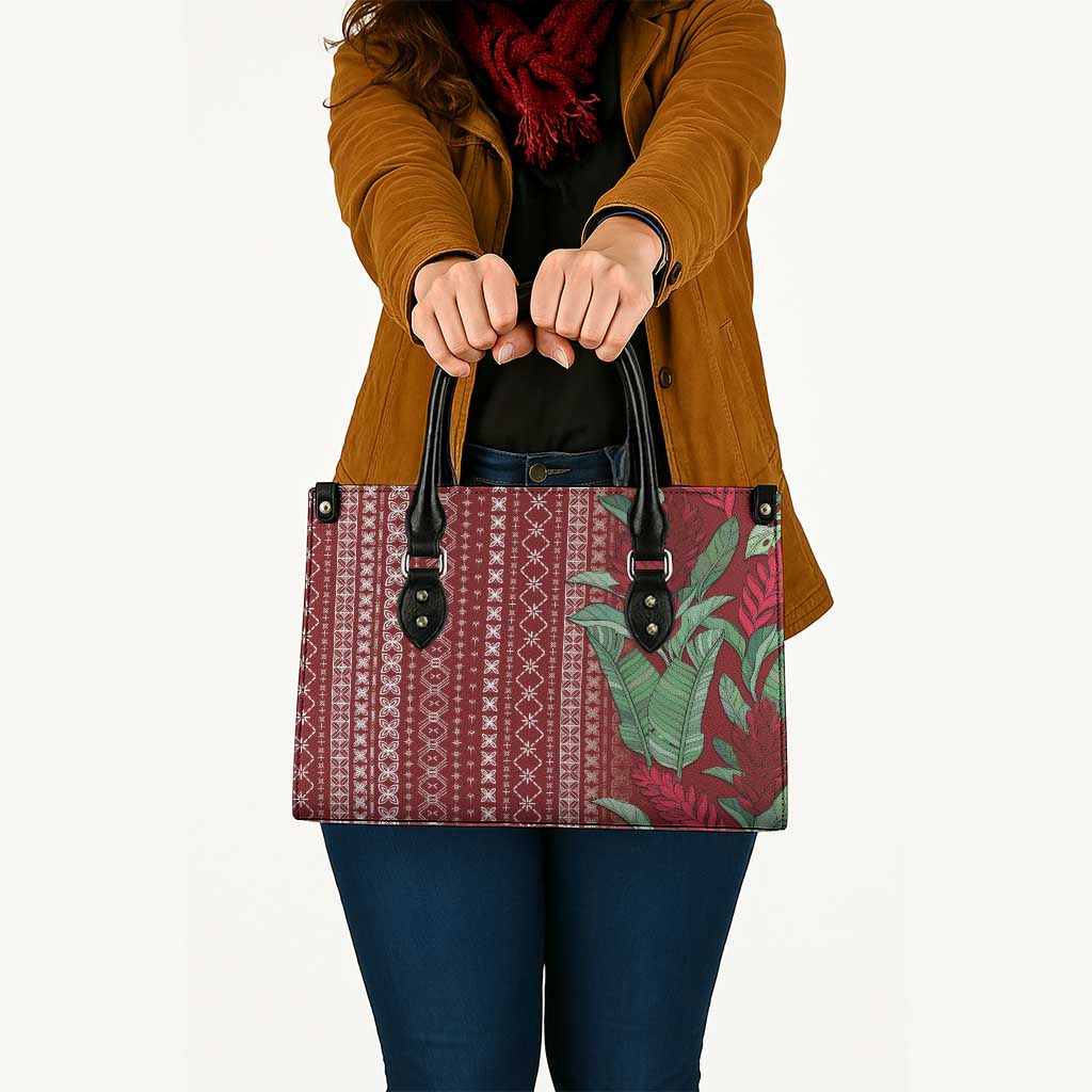 Women's Day Samoa Malu Tattoo Inspired Mix Teuila Leather Bag Scarlet LT7 - Polynesian Pride