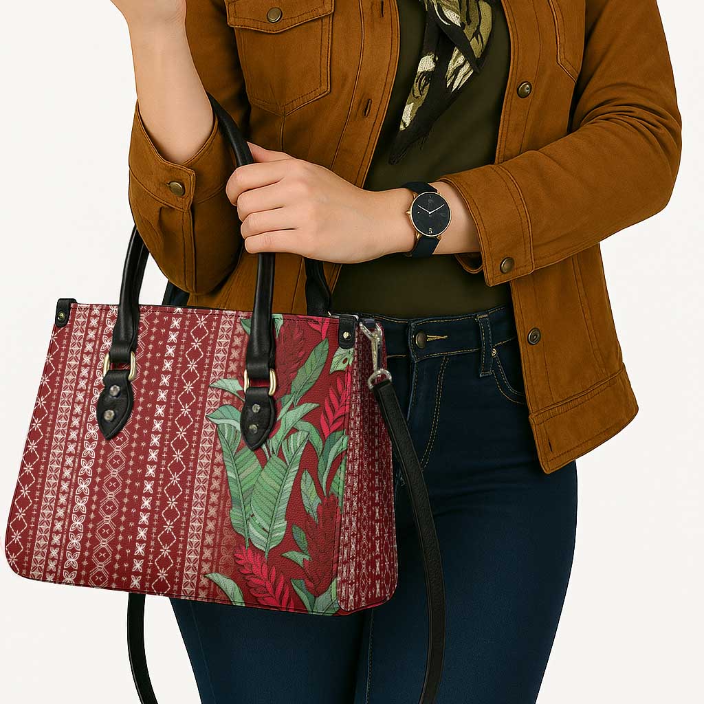 Women's Day Samoa Malu Tattoo Inspired Mix Teuila Leather Bag Scarlet LT7 - Polynesian Pride