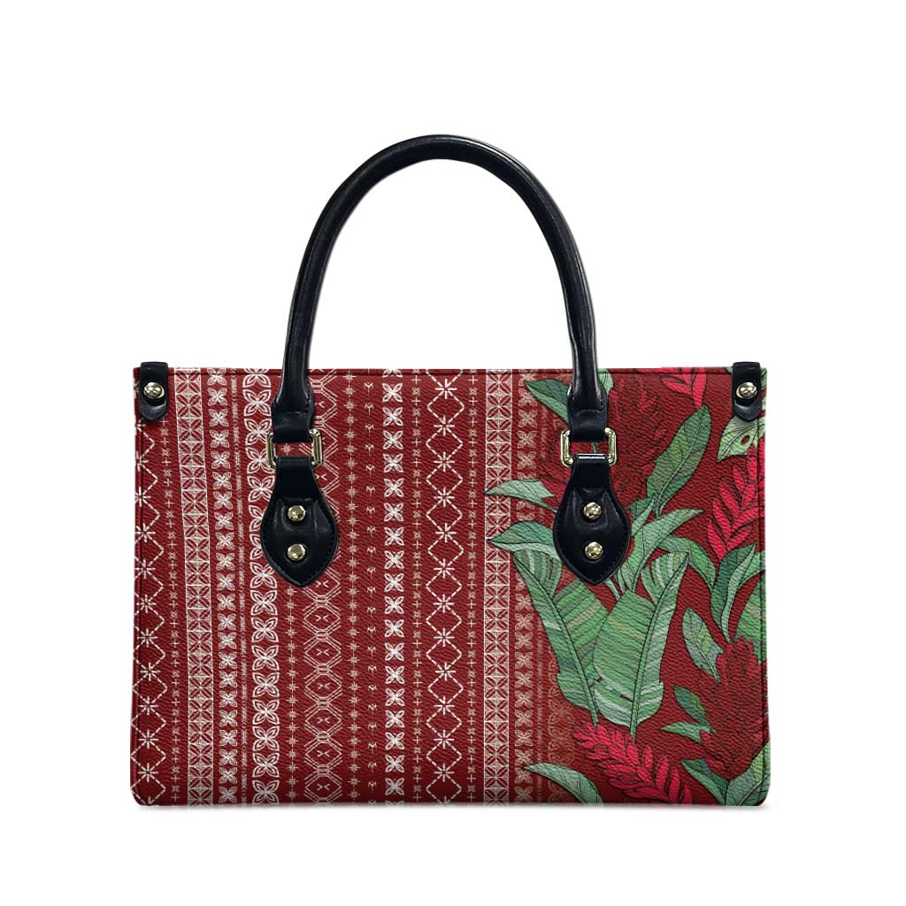 Women's Day Samoa Malu Tattoo Inspired Mix Teuila Leather Bag Scarlet LT7 - Polynesian Pride