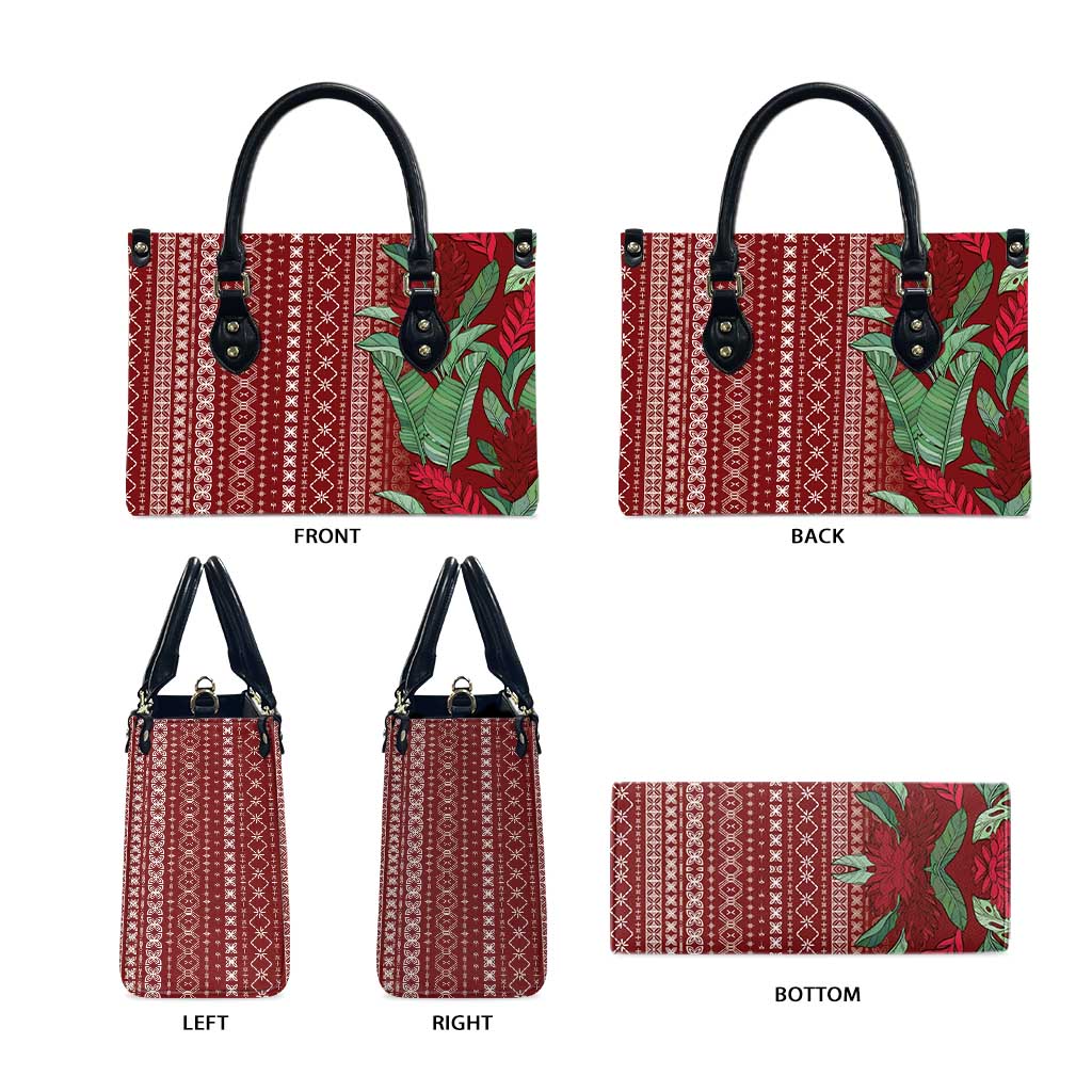 Women's Day Samoa Malu Tattoo Inspired Mix Teuila Leather Bag Scarlet LT7 - Polynesian Pride