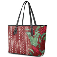 Women's Day Samoa Malu Tattoo Inspired Mix Teuila Leather Tote Bag Scarlet LT7 - Polynesian Pride