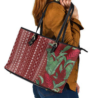 Women's Day Samoa Malu Tattoo Inspired Mix Teuila Leather Tote Bag Scarlet LT7 - Polynesian Pride