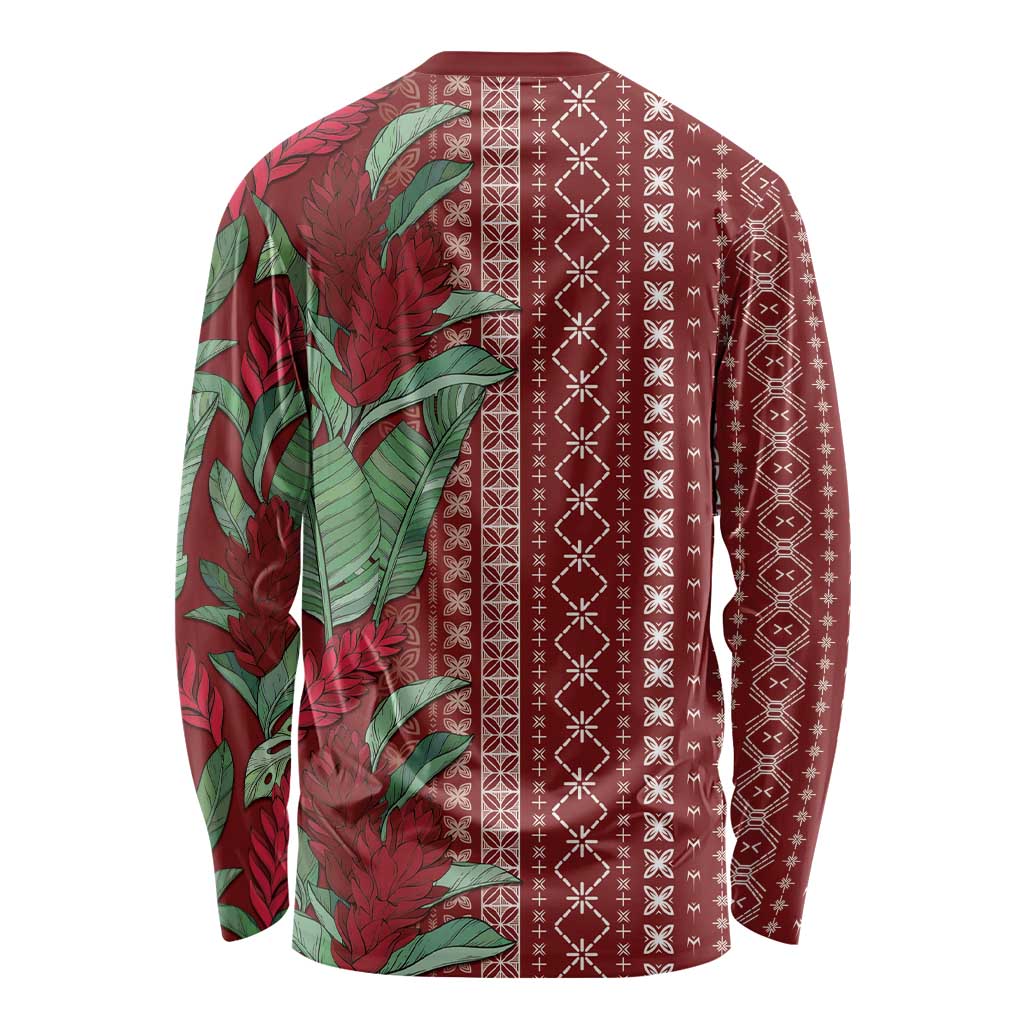 Women's Day Samoa Malu Tattoo Inspired Mix Teuila Long Sleeve Shirt Scarlet LT7 - Polynesian Pride