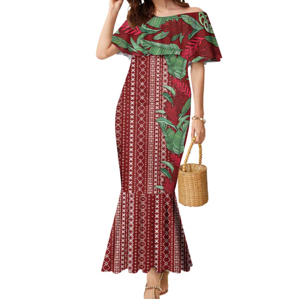 Women's Day Samoa Malu Tattoo Inspired Mix Teuila Mermaid Dress Scarlet LT7 Women Scarlet - Polynesian Pride